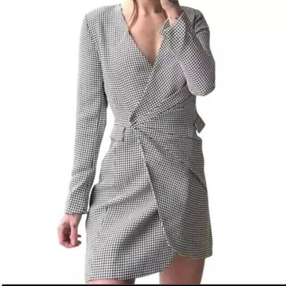 Jason Wu Houndstooth Blazer Dress Black Wrap Mini Women's Size XS - Picture 1 of 4